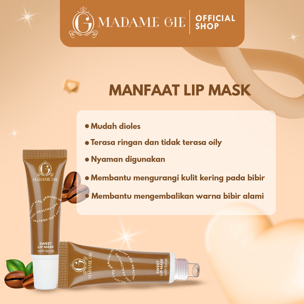 LIZBEAUTY - Madame Gie Sweet Lip Mask - Lip Scrub Vitamin E Lip Balm Moisturizer Serum Pencerah Bibir