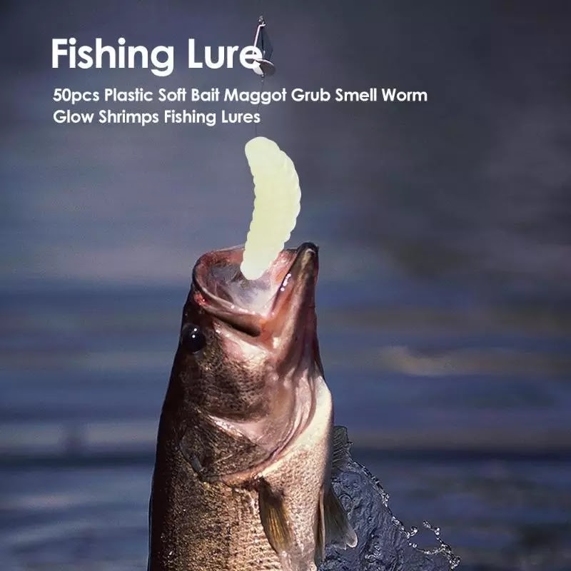 Umpan pancing 10pcs soflure larva ulat silikon ruber 2cm worm umpan ikan bentuk ulat bambu mirip ump