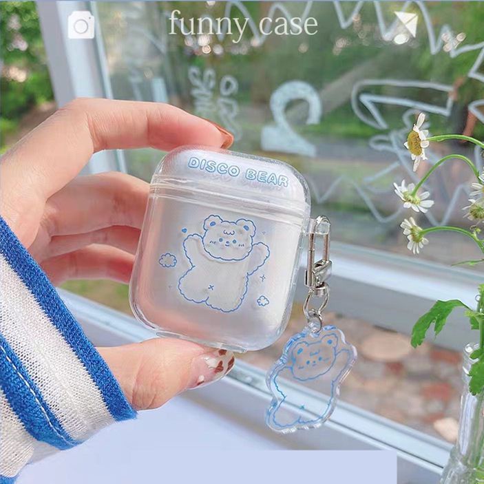 Casing soft case Silikon Transparan Motif Kartun Kelinci Untuk Apple airpods 1 / 2 generation