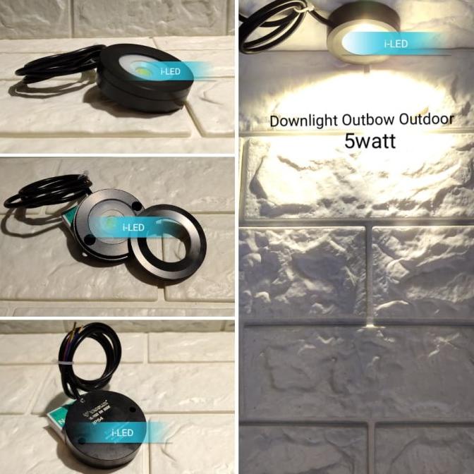 Open DS] Downlight Outbow 5 watt Hitam Natural 4000K Lampu Tempel LED Outdoor