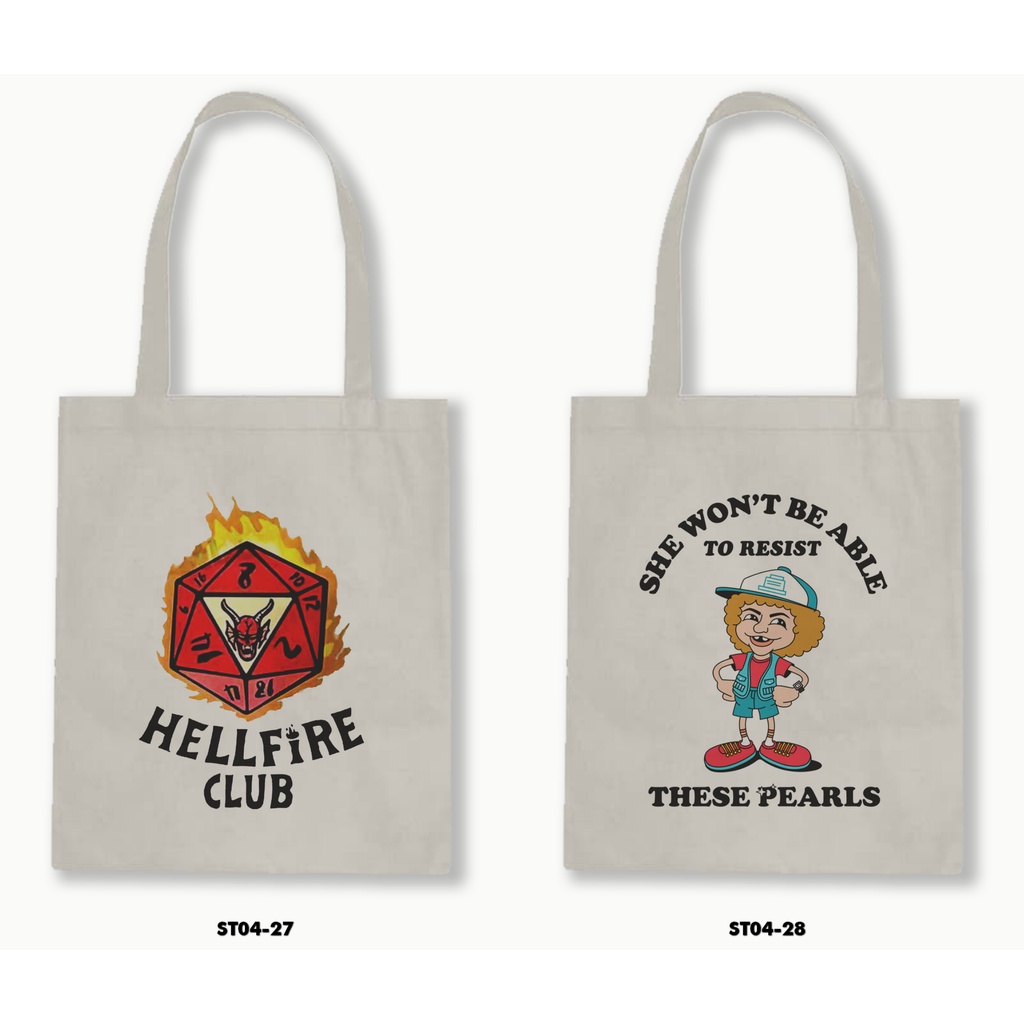 Tas Tote Bag Resleting Kanvas/Blacu  - Stranger Things 4 - 04