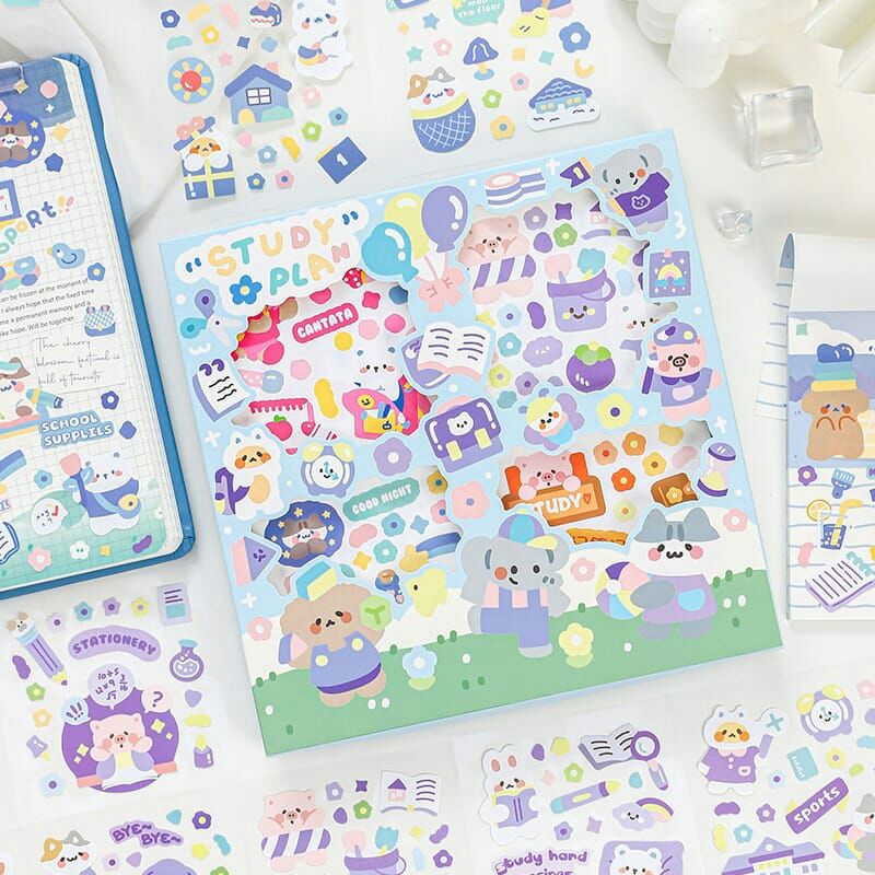 

STUDY FRIENDS STICKER Aesthetic for Deco DIY Journal Diary Planner Anti Air