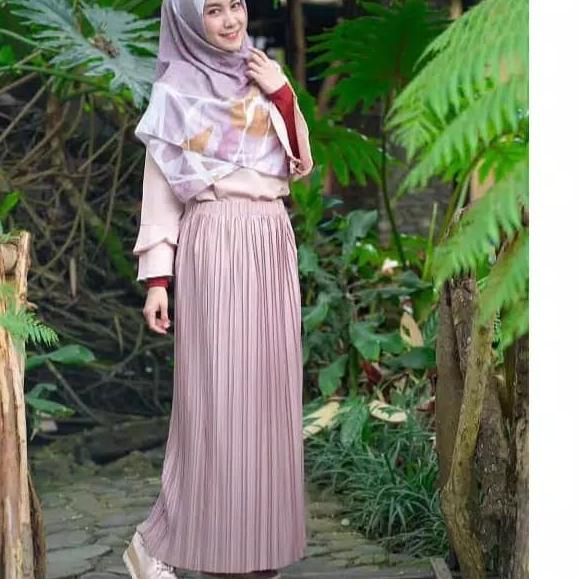 ☊ Rok Plisket Span Lurus Centi Premium Murah ✩
