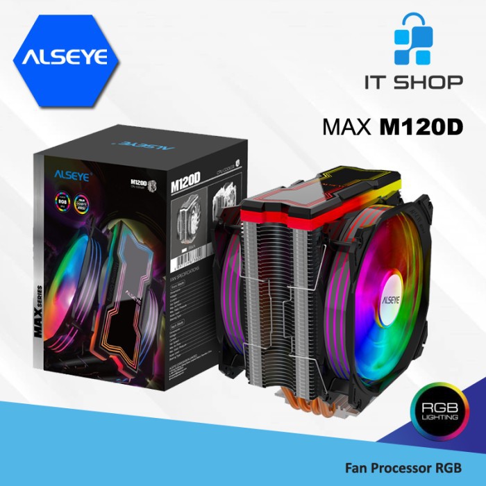 Alseye M120D MAX Series RGB CPU Cooler Gaming Fan Processor 4 Pipes