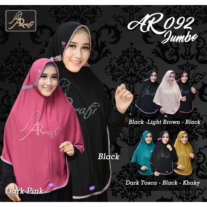 Promo!! Ar 092 Jumbo Jilbab Hijab Kerudung Bergo Arrafi Ar Rafi Serut Polos Terlaris!!