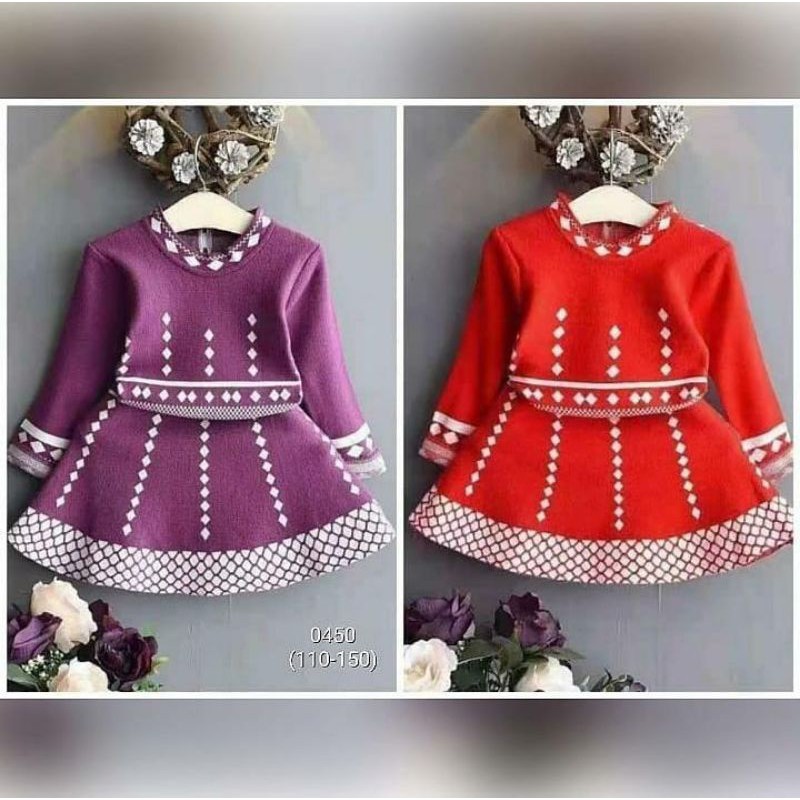 Setelan Rok Rajut Anak Perempuan Cewe Import