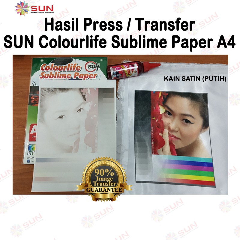 Kertas Sablon Sublim Transfer Paper A4 /F4/A3 110 Gram - SUN Sublime Max / Colourlife Sublime Paper A4 isi 100 Lembar ( untuk mesin press mug, mesin press kaos, keramik, piring, topi, plat alumium, puzzle, bantal )