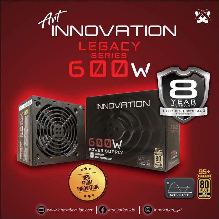 PSU Innovation 600W 80+ GOLD (Garansi 8th Ganti Baru)