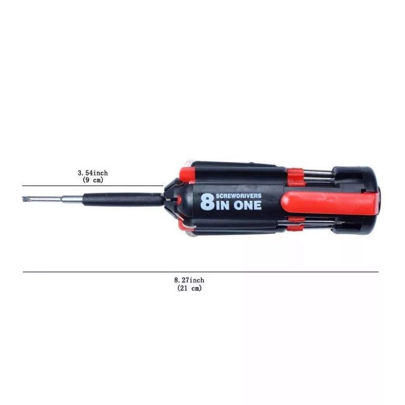 Set Obeng 8 in 1 Multi Srewdriver Tools - Obeng Senter Multifungsi