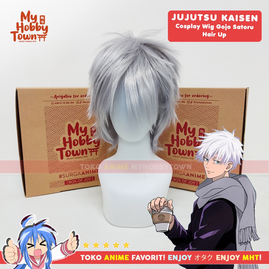 Wig Cosplay Anime Jujutsu Kaisen : Gojo Satoru Silver Gray