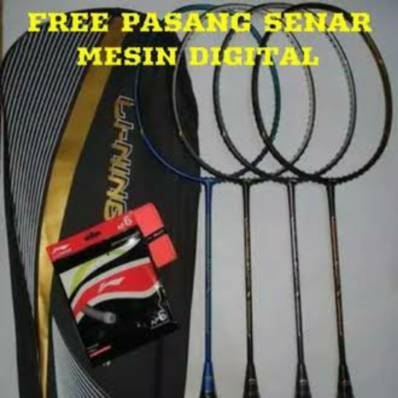 Paket Raket Badminton LINING SUPER FORCE SF 87 LITE PLUS EXTRA SMASH POWER HIGH TENSION ORIGINAL