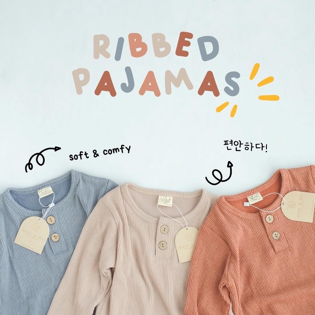 Bell &amp; Bo - Rumi Set - Piyama Rib Anak Bayi Laki dan Perempuan