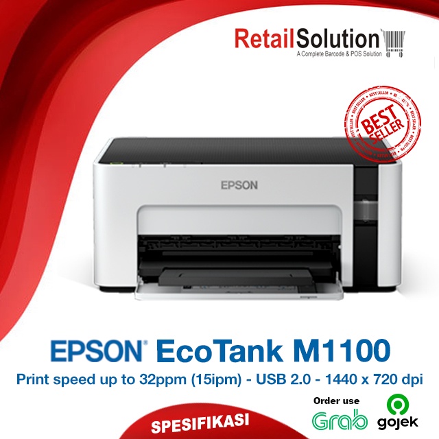 EPSON M1100 Eco Monochrome Ink Tank - Printer Infus Hitam Putih