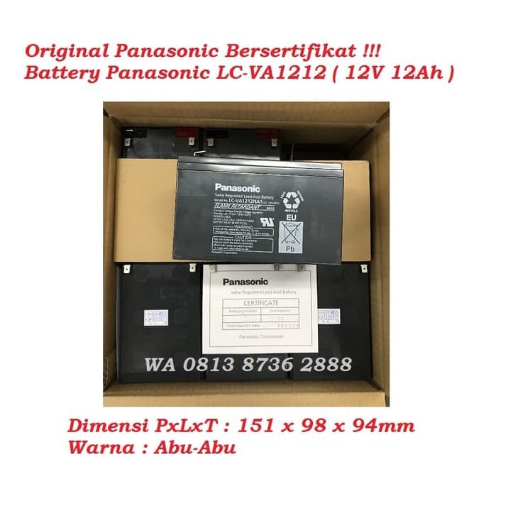 Aki Baterai Kering Panasonic 12V 12Ah Ori bersertifikat LC-VA1212