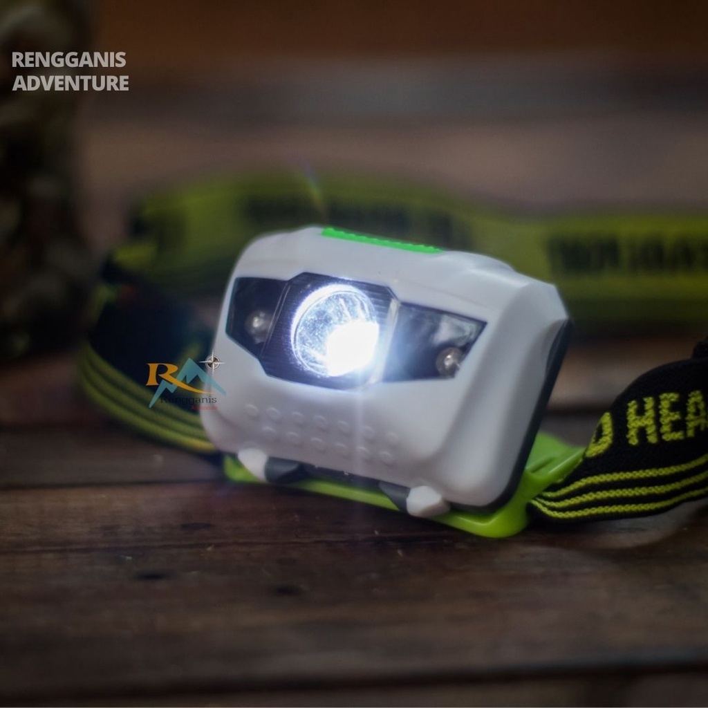 Headlamp Mitsuyama Batre AAA Senter Kepala Mata Kucing Baterai Hiking