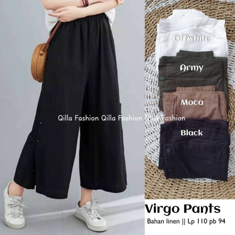 Virgo pants TERBARU..!! - KULOT LINEN RAMI KANCING BAWAH - CELANA PANJANG WANITA POTONGAN LONGGAR
