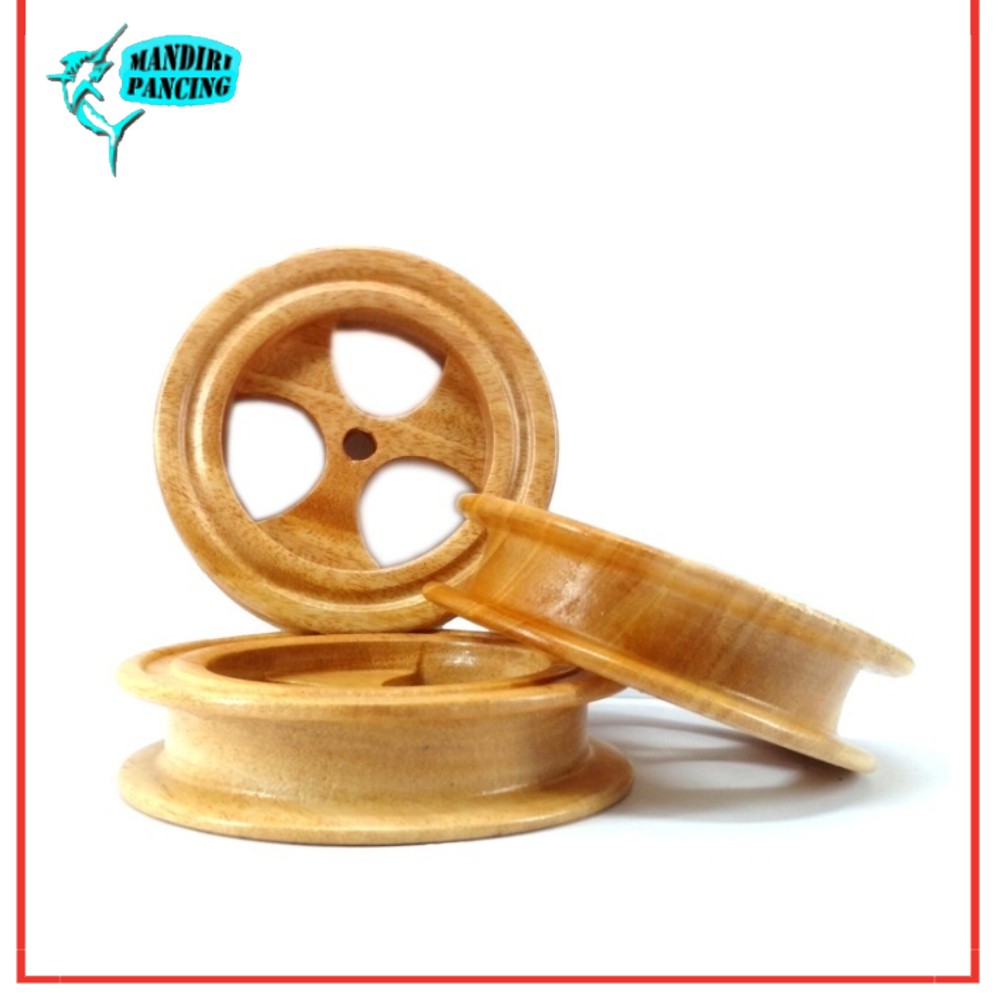 Penggulung Senar / Klotok Senar Pancing Bahan Kayu Kecil Diameter 8cm