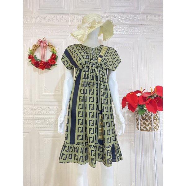 Daster ruffle serut / daster ruffle busui viral / daster serut rempel selutut-FendiOlive