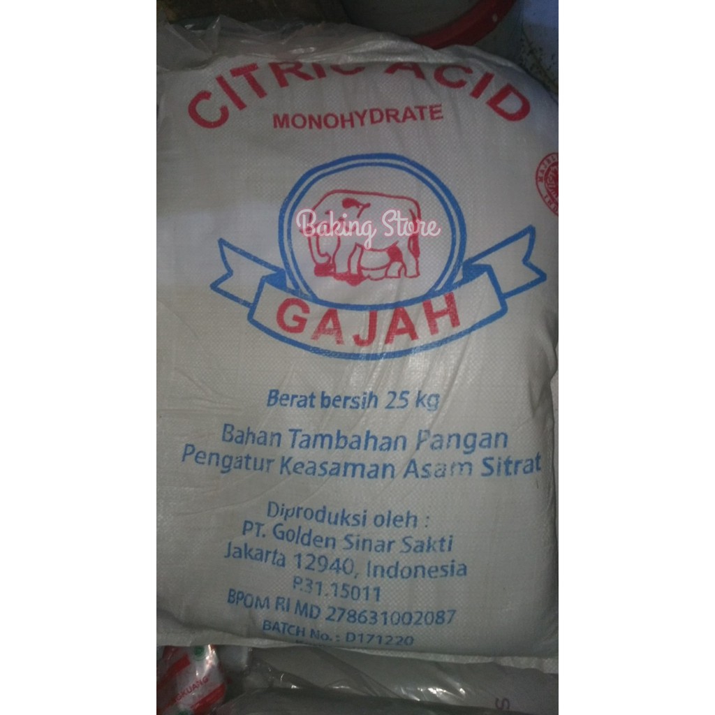 Citrun – Citric Acid Acid Cap Gajah 25kg – Gosend Only!!!