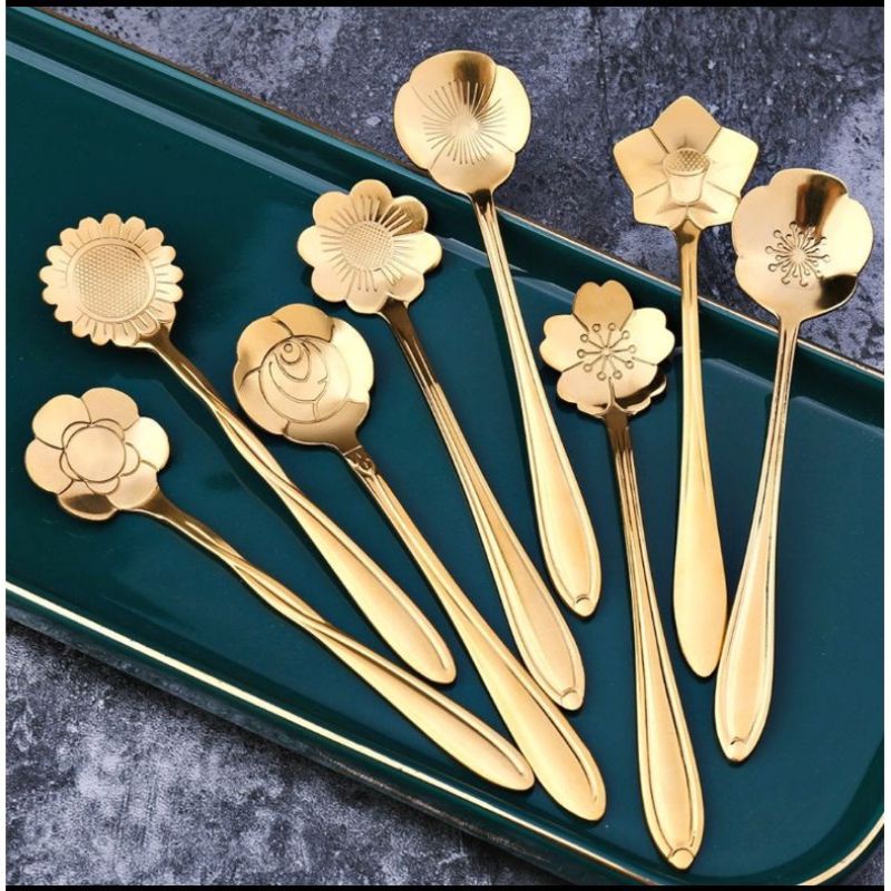 Teh Kopi Set Tea Spoon Mewah Berkelas / Sendok Bunga/ SENDOK TEH KOPI TEA SPOON COFFEE SPOON MEWAH ELEGANT SENDOK TEH GOLD Sendok Teh Kopi /Set Tea Spoon Mewah Berkelas