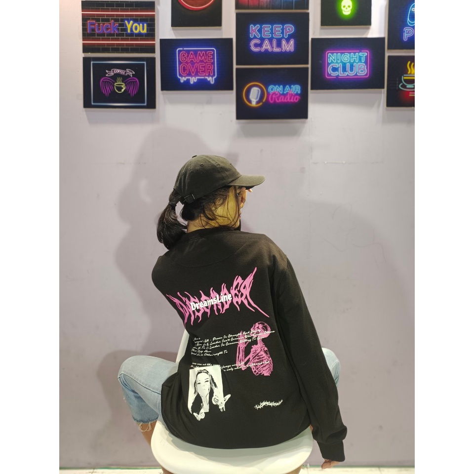 Crewneck Pria Wanita / Sweatshirt Aestethic / Sweater Rajut Black Motif Simpel Pria dan Wanita Premium Quality