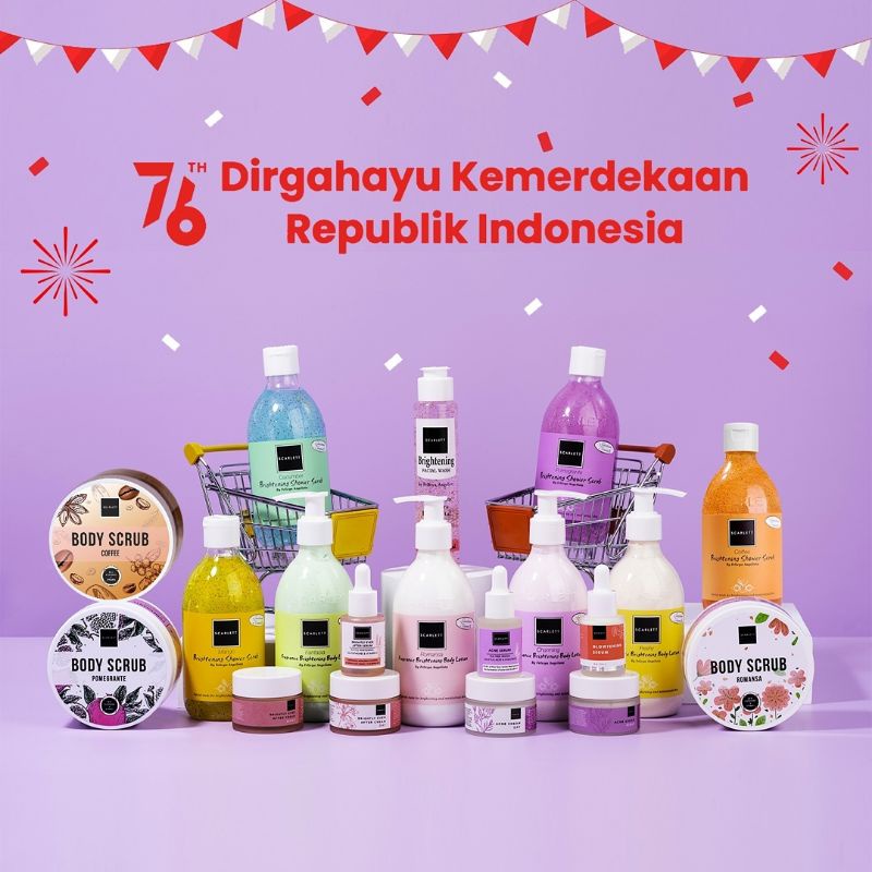 SCARLETT WHITENING SCARLET SERIES LOTION JOLLY SHOWER SCRUB GLOWTENING SERUM CREAM CONDITIONER