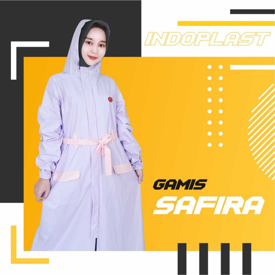 JAS HUJAN WANITA GAMIS TERUSAN MANTEL CEWEK TYPE SAFIRA INDOPLAST