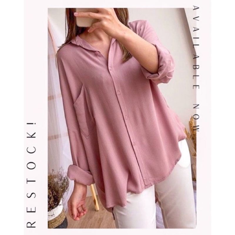 1KG MUAT 5PCS | KIRRA TOP OVERSIZE KEMEJA CRINCLE HITS OOTD ALA SELEBGRAM FASHION GROSIR WANITA TERMURAH