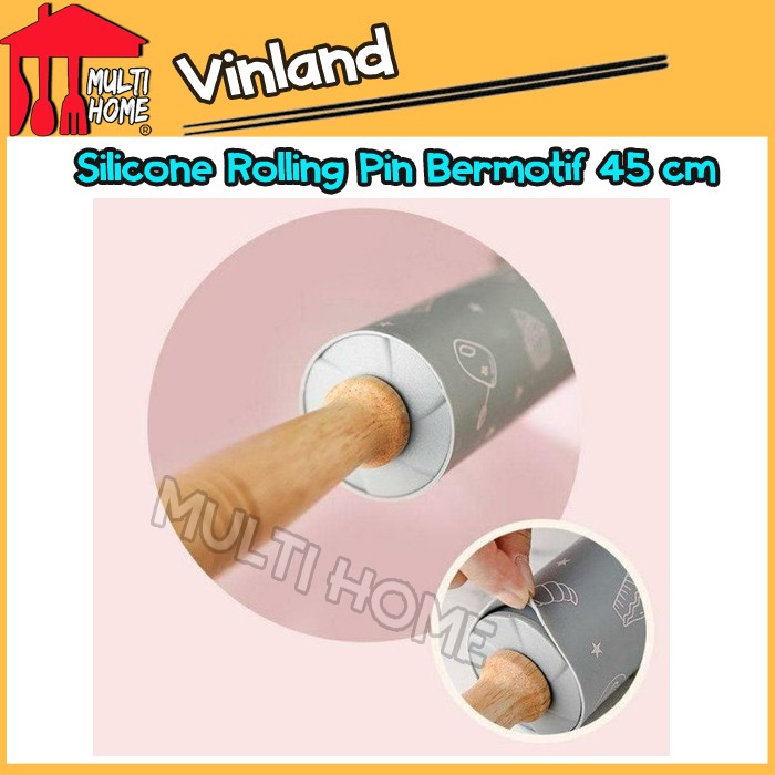 Vinland Silicone Rolling Pin Bermotif 45 cm Penggiling Adonan Silikon