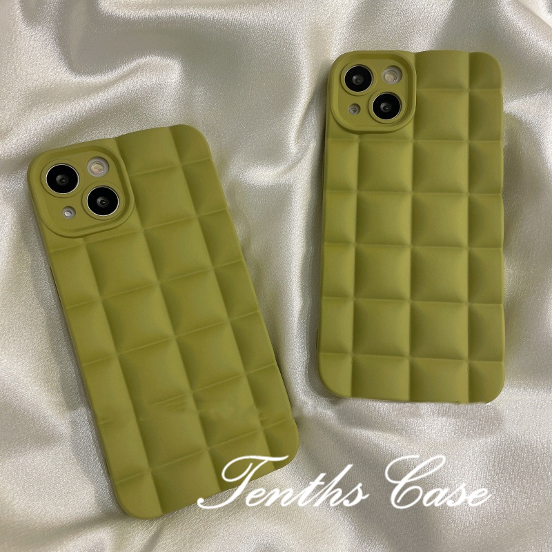 IPhone 13 12 11 Pro Max SE 2020 X Xr Xs Max 8 7 Plus Soft Case Pelindung Bentuk Kotak Warna Hijau Untuk