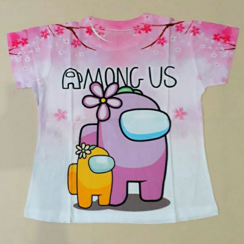 Kaos Atasan Among Us Jumbo Coco Ice Printing Anak Perempuan Usia 10 - 13 Tahun