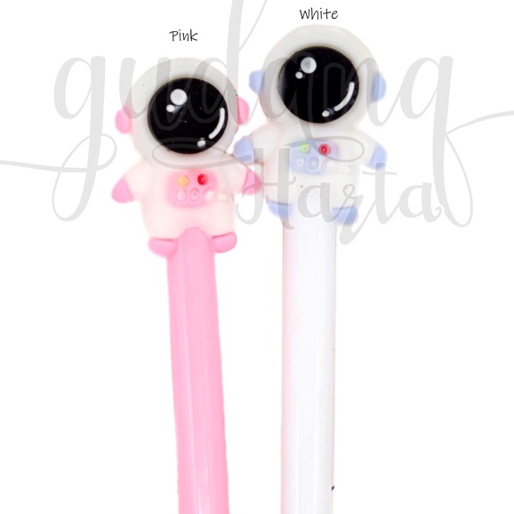 Pulpen Gel Astronaut Pen Motif Astro Angkasa Pink White Ballpoint GH 307052