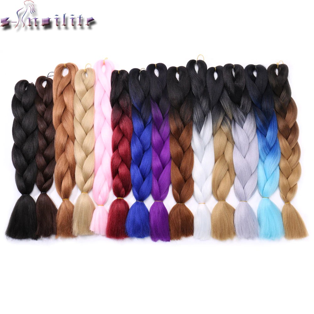 S Noilite 100g Pack 24inch Braiding Hair Ombre Two Tone Colored