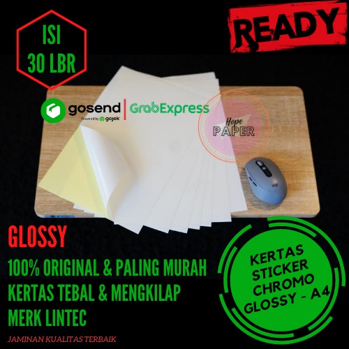 

perekat-pengikat- kertas stiker chromo glossy a4 - 30pcs / kertas stiker / sticker cromo -pengikat-