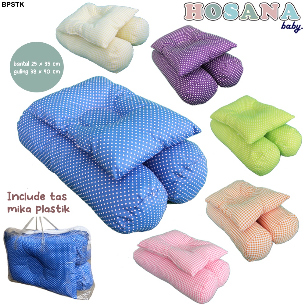 bantal peyang bayi + guling set bahan katun (6 varian warna) bundle bantal guling bayi murah