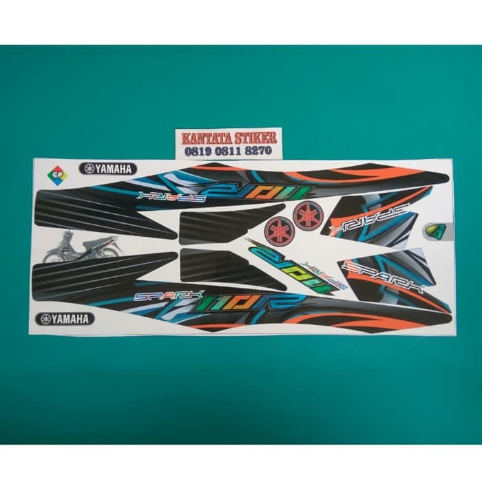 stiker striping motor jupiter z spark burhan hitam orange murah