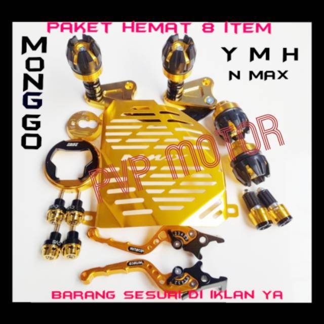 Paket hemat jalu slider pelindung knalpot nmax/cover tangki nmax 8 item