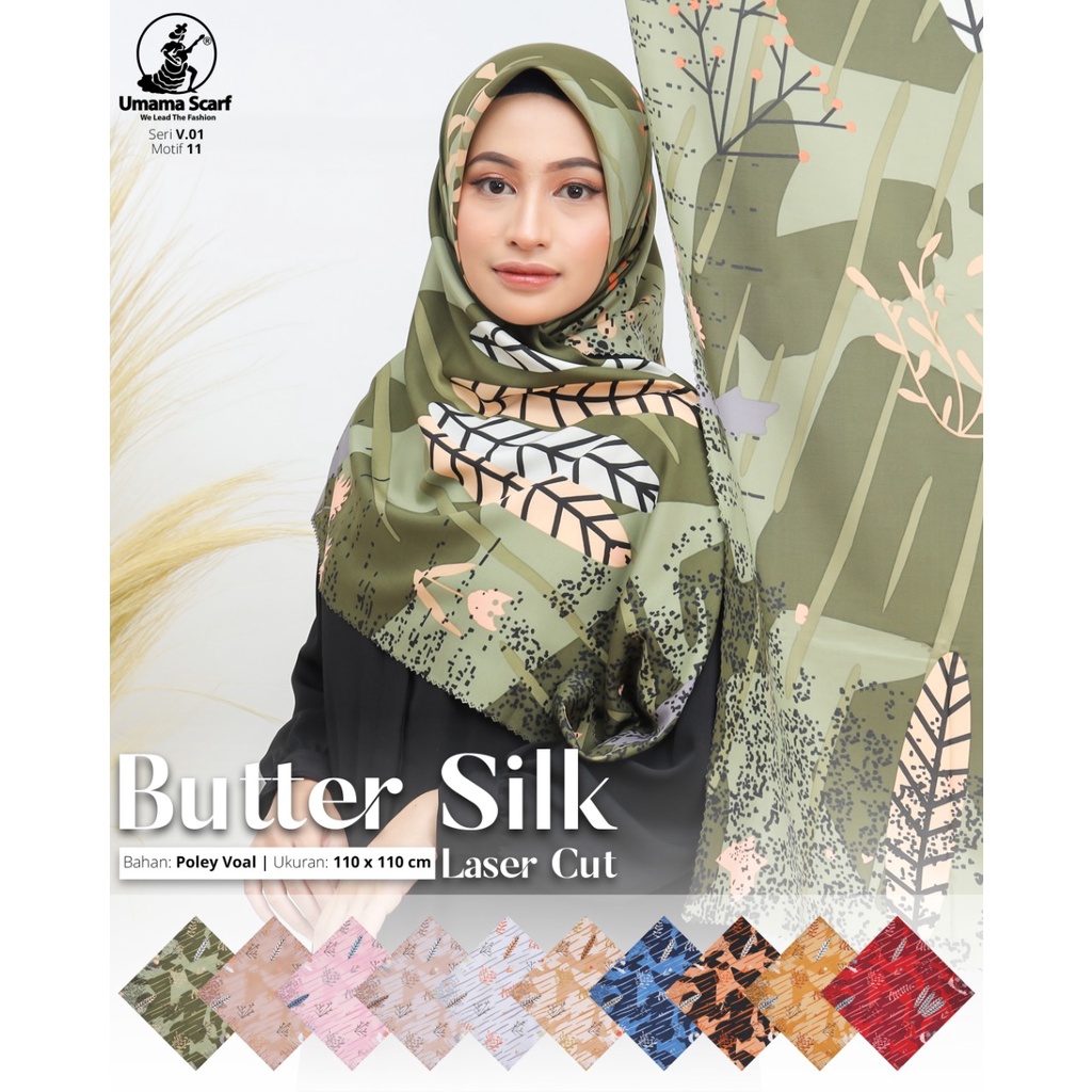 Segiempat Motif Hijab SILK OLIVIA MOTIF UMAMA 110x110 Butter Silk Velvet Motif-Design 11 Butter