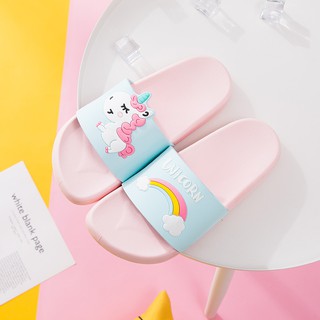 Sepatu Sandal Flat Casual Gaya Korea Motif Print Unicorn Sepatu Sandal Flat Casual Gaya Korea Motif Print Unicorn