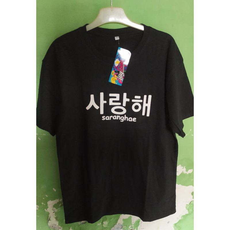 Kaos saranghae tulisan korea / kaos motif tulisan korea