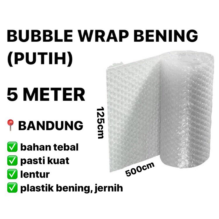 

PLASTIK PEMBUNGKUS GELEMBUNG 5 METER 125X500CM BUBBLE WRAP PUTIH BENING PREMIUM HIGH QUALITY BANDUNG
