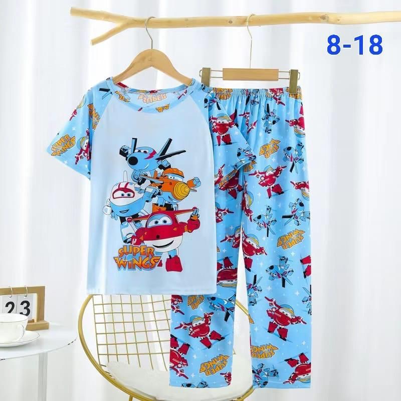 BAJU TIDUR ANAK PEREMPUAN SETELAN LENGAN PENDEK CELANA PANJANG UMUR 2-13 TAHUN PIYAMA IMPORT C18-B2