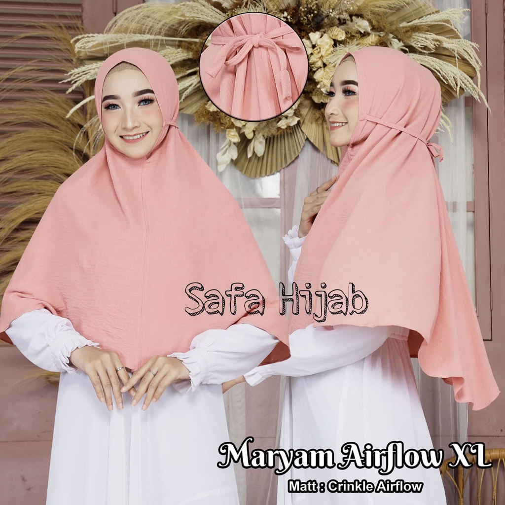 Bergo Maryam Air Flow Crinkle Khimar Airflow Crinkle XL Hijab Instan Termurah SAFA Hijab