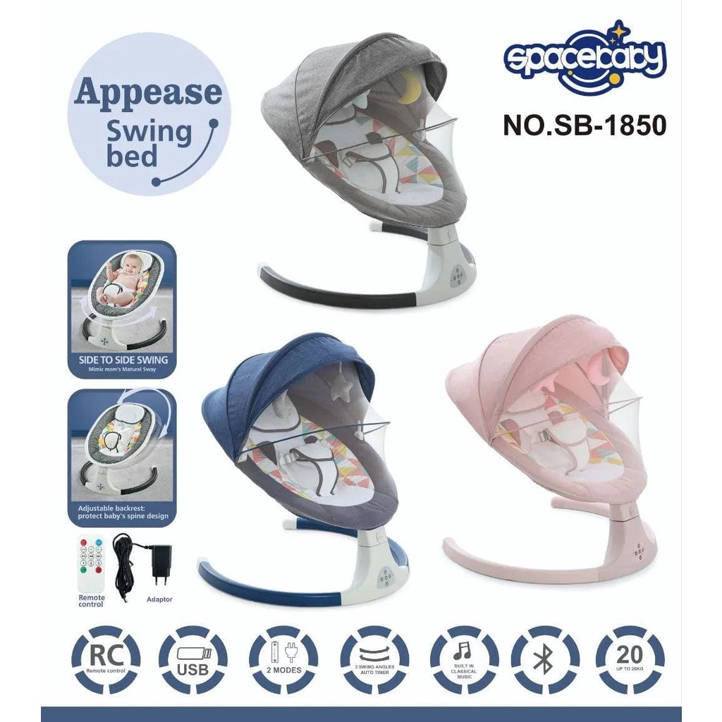 Spacebaby SB-1850 Baby Swing Bed / Kursi Ayun Bayi Elektrik