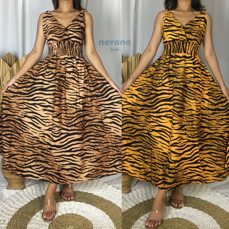 Free Gift [COD] Dress Moza Tali Singlet Panjang Motif Zebra Rayon Standar Bali Moza Bali Wanita Dast