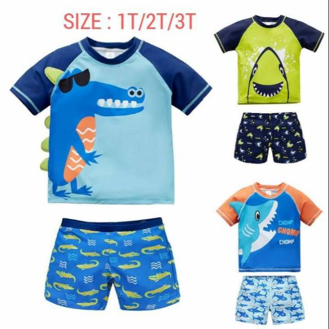 Baju renang anak import shark/ baju renang bayi/ baju renang anak 3in1