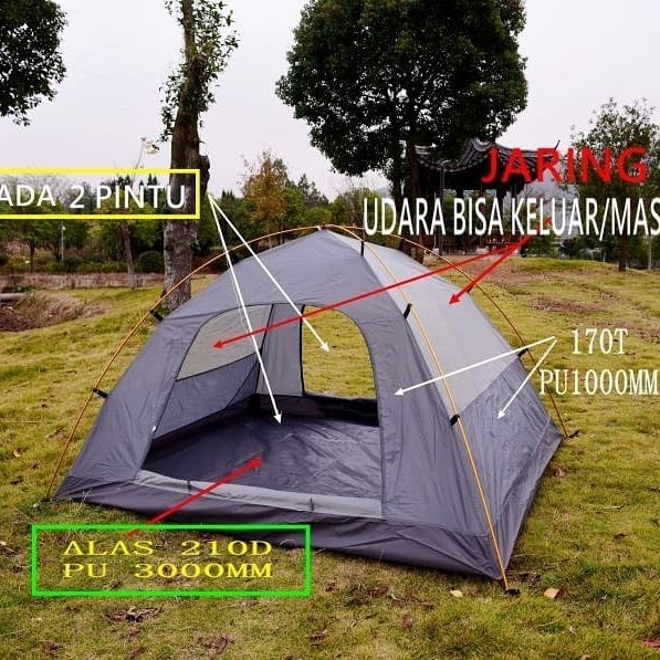 Tenda Camping Frame Alloy Kap 4 orang LWY Compass Double Layer