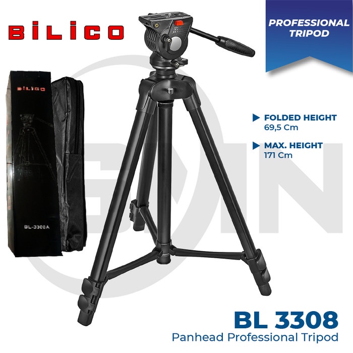 {adenastore} TRIPOD VIDEO KAMERA PROFESIONAL SHOOTING FLUID HEAD TRIPOD AE BL-3308 Diskon