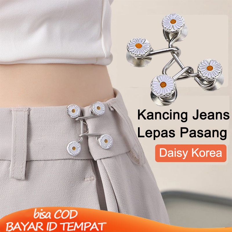 【Ready Stock】1 Set Kancing Jeans Daisy Lepas Pasang Korea Koleksi Pinggang Tombol Artefak Jeans Adjustable Penyesuaian Pinggang Tombol Dilepas Tanpa Kuku Praktis Fashion Aksesoris Wanita Pria Murah COD