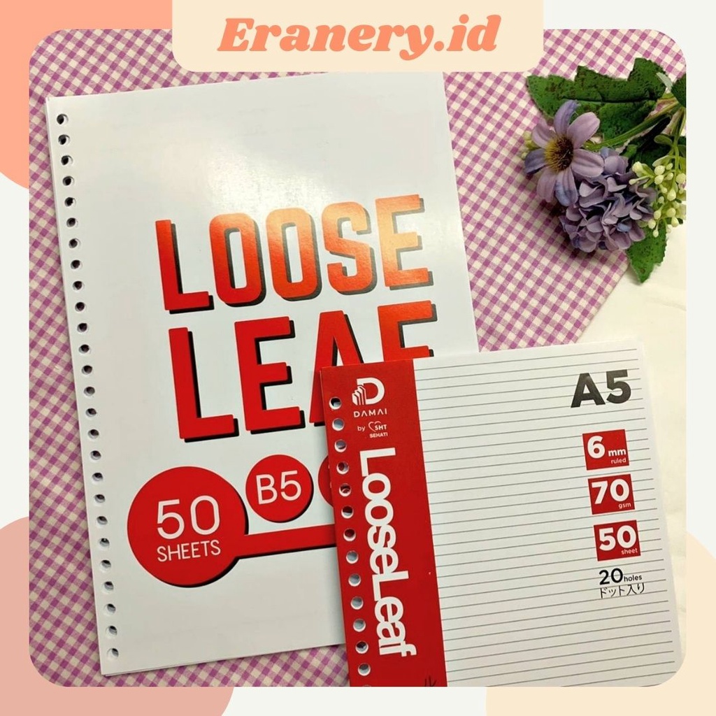 

A5/B5 Loose Leaf Bergaris 70 gsm isi 50 lmbr / Kertas Binder A5/B5 Bergaris 70 gsm isi 50 lmbr